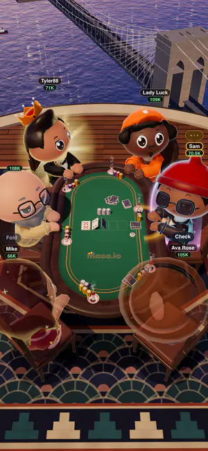 Masa on a phone: cute 3D avatars playing Texas Hold’em on a New York rooftop